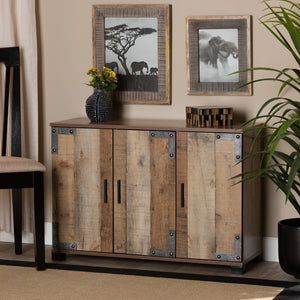 Baxton Studio Baxton Studio Cyrille Rustic Farmhouse Shoe Cabinet with Metal Accents for Stylish Entryway Storage 3-Door ID-SC002-Yosemile Oak-Shoe Rack