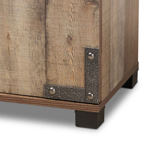 Baxton Studio Baxton Studio Cyrille Rustic Farmhouse Shoe Cabinet with Metal Accents for Stylish Entryway Storage 4-Door ID-SC003-Yosemile Oak-Shoe Rack