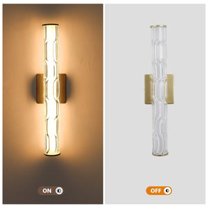 English Elm 19.7'' Gold Wall Sconces Set of 2 - LED 12W K9 Crystal Iron Vanity Lights Dimmable 3000-6500K Warm/Cool W2312P394337