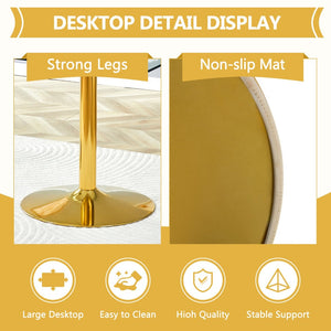 English Elm Table and Chair Set Tempered Glass Top with Gold Leg Ghost Seats for Dining Room W1151S04559