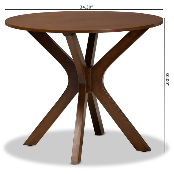 Baxton Studio Baxton Kenji Modern Round Wood Dining Table with Warm Finish, Seats 4, Perfect for Any Space Walnut 34-Inch-Wide RH7208T-Walnut-35-IN-DT