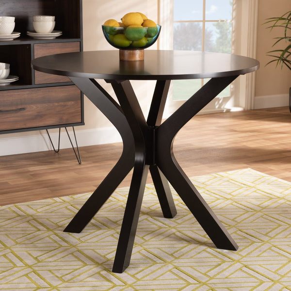Baxton Studio Baxton Kenji Modern Round Wood Dining Table with Warm Finish, Seats 4, Perfect for Any Space Dark 34-Inch-Wide RH7208T-Dark Brown-35-IN-DT