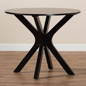 Baxton Studio Baxton Kenji Modern Round Wood Dining Table with Warm Finish, Seats 4, Perfect for Any Space Dark 34-Inch-Wide RH7208T-Dark Brown-35-IN-DT