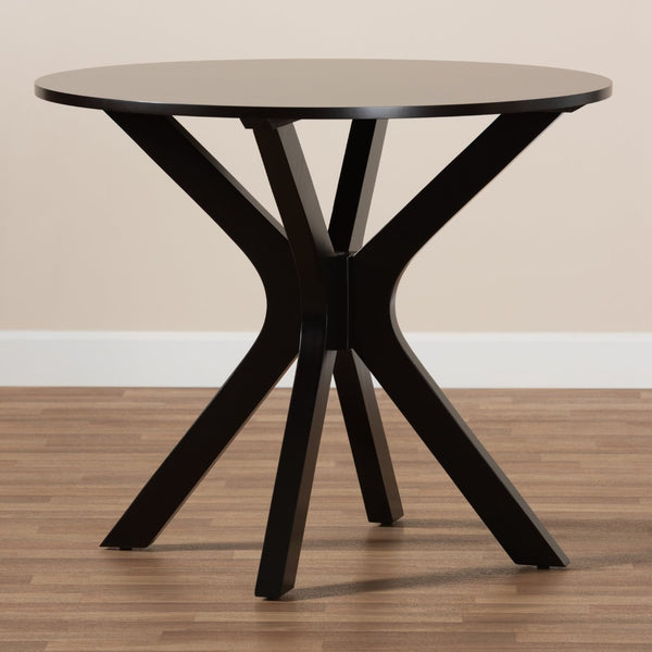 Baxton Studio Baxton Kenji Modern Round Wood Dining Table with Warm Finish, Seats 4, Perfect for Any Space Dark 34-Inch-Wide RH7208T-Dark Brown-35-IN-DT