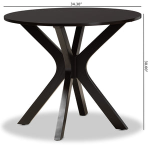Baxton Studio Baxton Kenji Modern Round Wood Dining Table with Warm Finish, Seats 4, Perfect for Any Space Dark 34-Inch-Wide RH7208T-Dark Brown-35-IN-DT