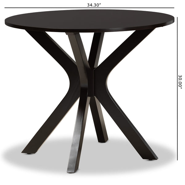 Baxton Studio Baxton Kenji Modern Round Wood Dining Table with Warm Finish, Seats 4, Perfect for Any Space Dark 34-Inch-Wide RH7208T-Dark Brown-35-IN-DT