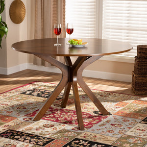 Baxton Studio Baxton Kenji Modern Round Wood Dining Table with Warm Finish, Seats 4, Perfect for Any Space Walnut 45-Inch-Wide RH7208T-Walnut-48-IN-DT