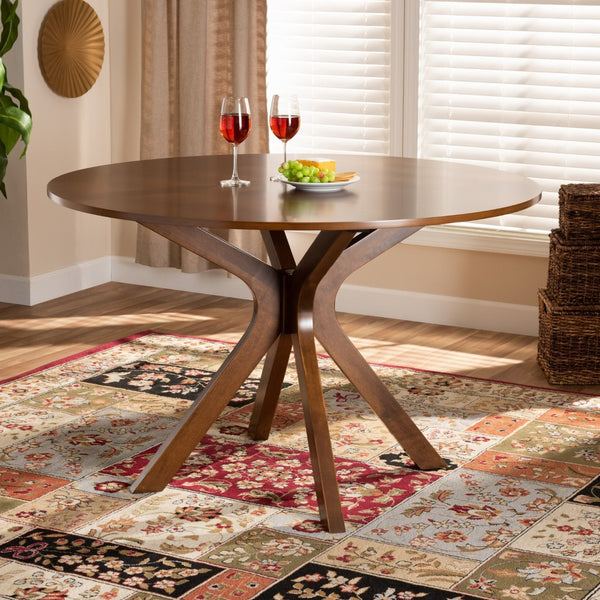 Baxton Studio Baxton Kenji Modern Round Wood Dining Table with Warm Finish, Seats 4, Perfect for Any Space Walnut 45-Inch-Wide RH7208T-Walnut-48-IN-DT