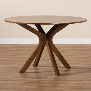 Baxton Studio Baxton Kenji Modern Round Wood Dining Table with Warm Finish, Seats 4, Perfect for Any Space Walnut 45-Inch-Wide RH7208T-Walnut-48-IN-DT