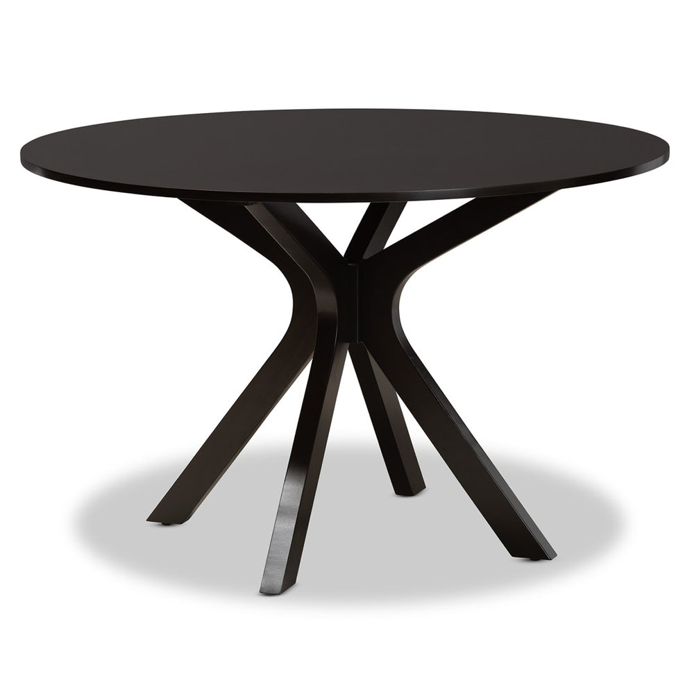 Baxton Studio Baxton Kenji Modern Round Wood Dining Table - Dark Brown Finish, Seats 6, Perfect for Elegant Gatherings RH7208T-Dark Brown-48-IN-DT