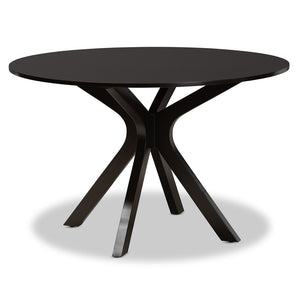 Baxton Studio Baxton Kenji Modern Round Wood Dining Table - Dark Brown Finish, Seats 6, Perfect for Elegant Gatherings RH7208T-Dark Brown-48-IN-DT