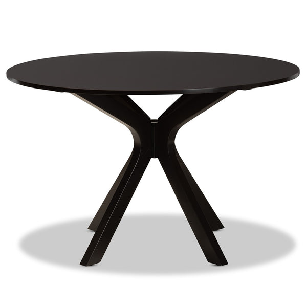 Baxton Studio Baxton Kenji Modern Round Wood Dining Table - Dark Brown Finish, Seats 6, Perfect for Elegant Gatherings RH7208T-Dark Brown-48-IN-DT