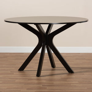 Baxton Studio Baxton Kenji Modern Round Wood Dining Table - Dark Brown Finish, Seats 6, Perfect for Elegant Gatherings RH7208T-Dark Brown-48-IN-DT