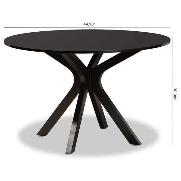 Baxton Studio Baxton Kenji Modern Round Wood Dining Table - Dark Brown Finish, Seats 6, Perfect for Elegant Gatherings RH7208T-Dark Brown-48-IN-DT