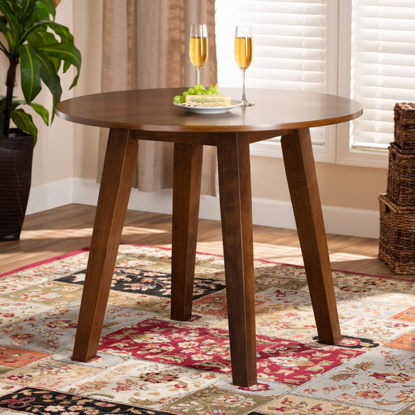 Baxton Studio Baxton Modern Round Wood Dining Table for Small Spaces - Stylish Walnut Finish & Comfortable Seating Ela Walnut RH7230T-Walnut-35-IN-DT
