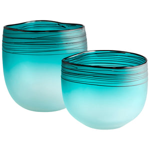 Kapalua Vase Blue and White 10895 Cyan Design