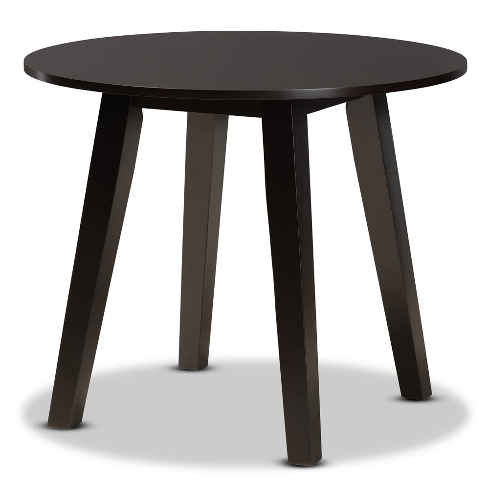 Baxton Studio Baxton Modern Round Wood Dining Table for Small Spaces - Stylish Walnut Finish & Comfortable Seating Ela Dark RH7230T-Dark Brown-35-IN-DT