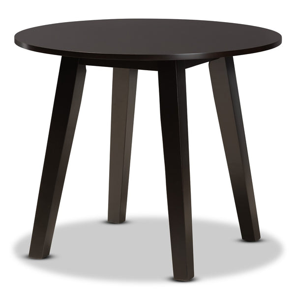 Baxton Studio Baxton Modern Round Wood Dining Table for Small Spaces - Stylish Walnut Finish & Comfortable Seating Ela Dark RH7230T-Dark Brown-35-IN-DT
