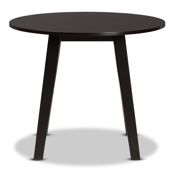 Baxton Studio Baxton Modern Round Wood Dining Table for Small Spaces - Stylish Walnut Finish & Comfortable Seating Ela Dark RH7230T-Dark Brown-35-IN-DT