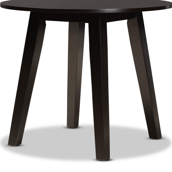Baxton Studio Baxton Modern Round Wood Dining Table for Small Spaces - Stylish Walnut Finish & Comfortable Seating Ela Dark RH7230T-Dark Brown-35-IN-DT