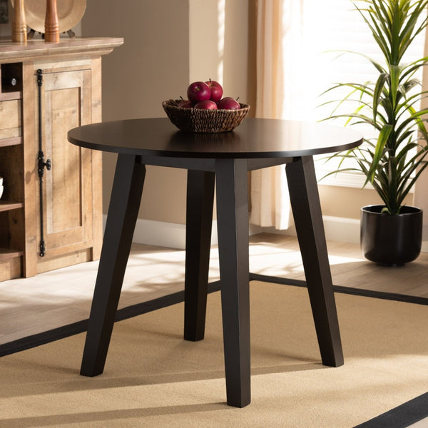 Baxton Studio Baxton Modern Round Wood Dining Table for Small Spaces - Stylish Walnut Finish & Comfortable Seating Ela Dark RH7230T-Dark Brown-35-IN-DT