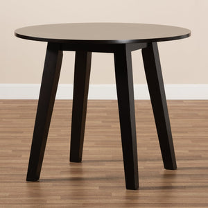 Baxton Studio Baxton Modern Round Wood Dining Table for Small Spaces - Stylish Walnut Finish & Comfortable Seating Ela Dark RH7230T-Dark Brown-35-IN-DT