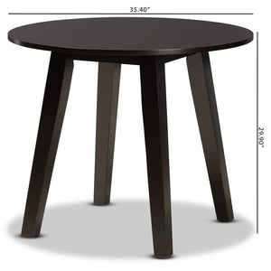Baxton Studio Baxton Modern Round Wood Dining Table for Small Spaces - Stylish Walnut Finish & Comfortable Seating Ela Dark RH7230T-Dark Brown-35-IN-DT