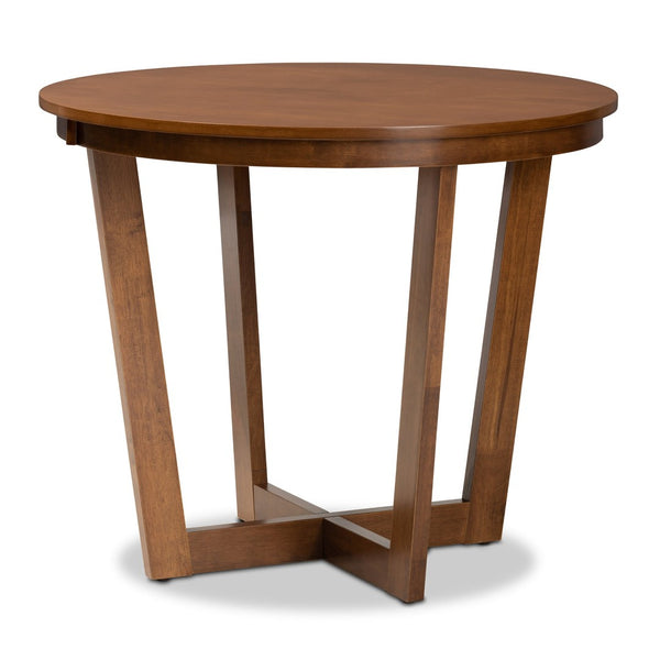 Baxton Studio Baxton Studio Alayna Round Wood Dining Table - Modern Walnut Finish for Compact Spaces & Style RH7048T-Walnut-35-IN-DT