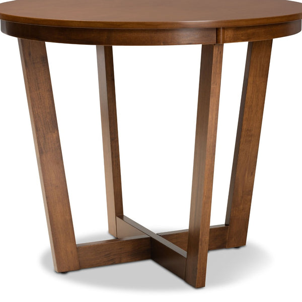 Baxton Studio Baxton Studio Alayna Round Wood Dining Table - Modern Walnut Finish for Compact Spaces & Style RH7048T-Walnut-35-IN-DT