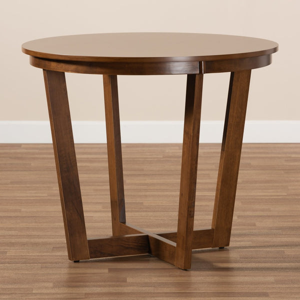 Baxton Studio Baxton Studio Alayna Round Wood Dining Table - Modern Walnut Finish for Compact Spaces & Style RH7048T-Walnut-35-IN-DT