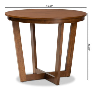 Baxton Studio Baxton Studio Alayna Round Wood Dining Table - Modern Walnut Finish for Compact Spaces & Style RH7048T-Walnut-35-IN-DT