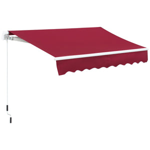 English Elm Outsunny 8' X 7' Manual Retractable Awning - Stylish Wine Red Sunshade For Patios & Windows W2225P175525-GIGA