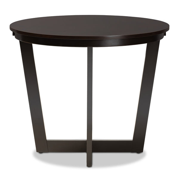 Baxton Studio Baxton Studio Alayna Round Wood Dining Table - Modern Dark Brown Finish for Elegant Gatherings RH7048T-Dark Brown-35-IN-DT