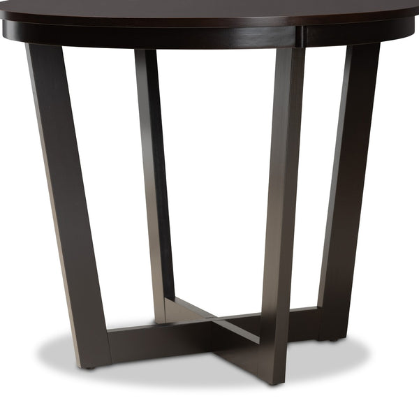 Baxton Studio Baxton Studio Alayna Round Wood Dining Table - Modern Dark Brown Finish for Elegant Gatherings RH7048T-Dark Brown-35-IN-DT