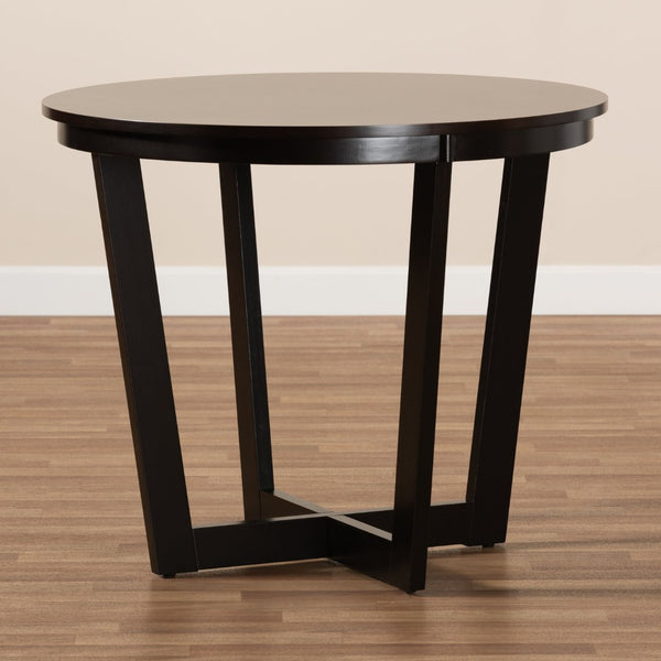 Baxton Studio Baxton Studio Alayna Round Wood Dining Table - Modern Dark Brown Finish for Elegant Gatherings RH7048T-Dark Brown-35-IN-DT