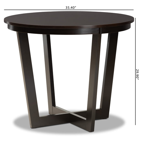 Baxton Studio Baxton Studio Alayna Round Wood Dining Table - Modern Dark Brown Finish for Elegant Gatherings RH7048T-Dark Brown-35-IN-DT