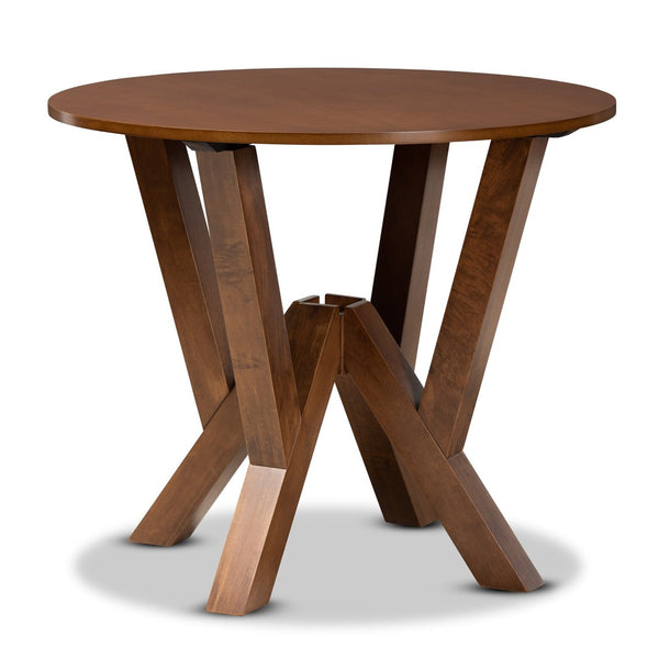 Baxton Studio Baxton Studio Irene Round Wood Dining Table - Modern Walnut Finish, Seats 4, Stylish & Space-Saving RH7231T-Walnut-35-IN-DT