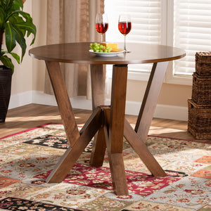 Baxton Studio Baxton Studio Irene Round Wood Dining Table - Modern Walnut Finish, Seats 4, Stylish & Space-Saving RH7231T-Walnut-35-IN-DT