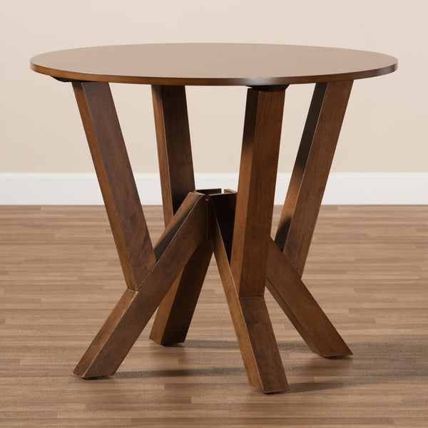 Baxton Studio Baxton Studio Irene Round Wood Dining Table - Modern Walnut Finish, Seats 4, Stylish & Space-Saving RH7231T-Walnut-35-IN-DT