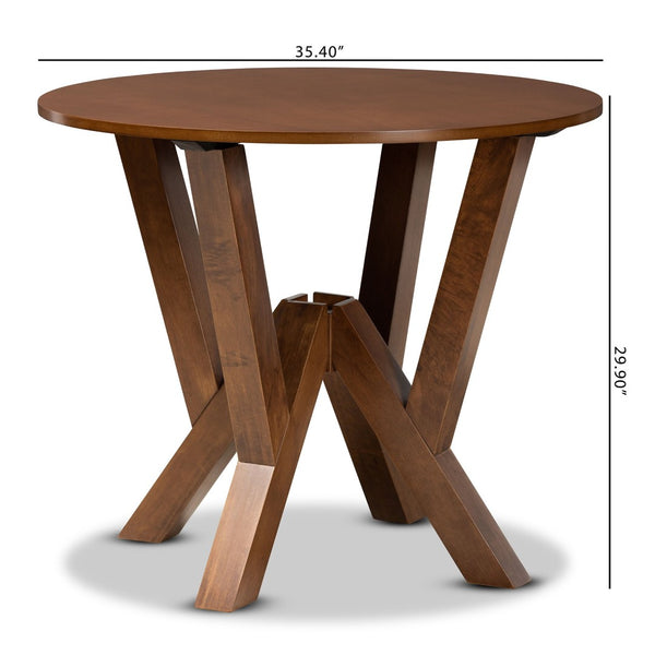 Baxton Studio Baxton Studio Irene Round Wood Dining Table - Modern Walnut Finish, Seats 4, Stylish & Space-Saving RH7231T-Walnut-35-IN-DT