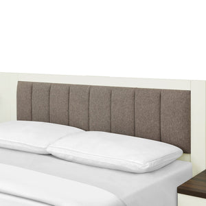 English Elm Christopher Knight Home® - Queen Upholstered Bed Frame with 2 Nightstands, 108" Headboard, Floating Shelves, White Brown Finish N758Q080001W