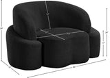 Principessa Black Boucle Fabric Chair 108Black-C Meridian Furniture