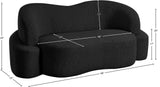 Principessa Black Boucle Fabric Loveseat 108Black-L Meridian Furniture