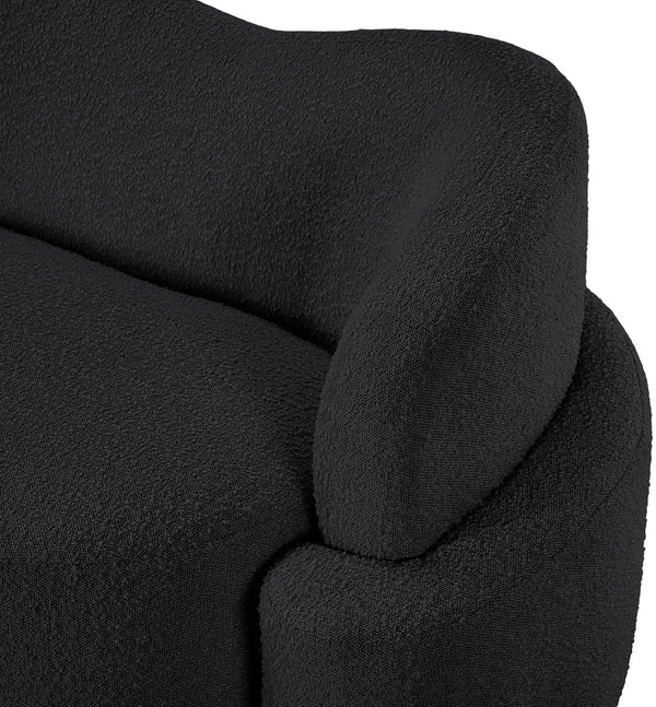 Principessa Black Boucle Fabric Loveseat 108Black-L Meridian Furniture