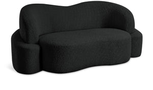 Principessa Black Boucle Fabric Loveseat 108Black-L Meridian Furniture