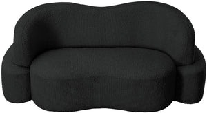 Principessa Black Boucle Fabric Loveseat 108Black-L Meridian Furniture