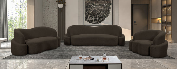 Principessa Brown Boucle Fabric Sofa 108Brown-S Meridian Furniture