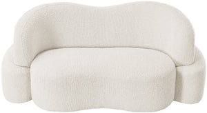 Principessa Cream Boucle Fabric Loveseat 108Cream-L Meridian Furniture