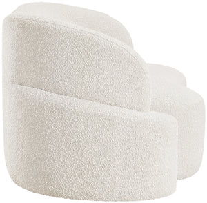 Principessa Cream Boucle Fabric Loveseat 108Cream-L Meridian Furniture