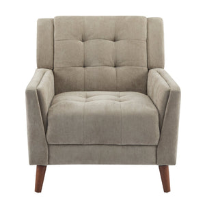 English Elm Mid-century Waffle Tufted Club Chair Solid Wood Splayed Legs Reading Lounge Accent Light Brown,Walnut N776P379535L